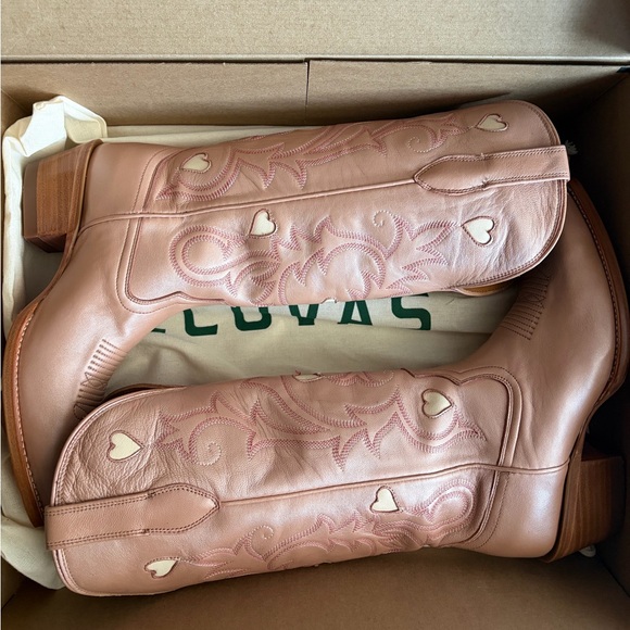 🔥NWT LIMITED RELEASE Tecovas Annie Hearts Pink Snip Toe Cowgirl Boots - Picture 5 of 5